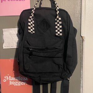 Source Unknown Black and White Checkered Strap Backpack